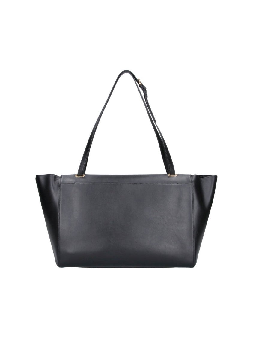 Savette Black Symmetry Trapeze Leather Shoulder Bag