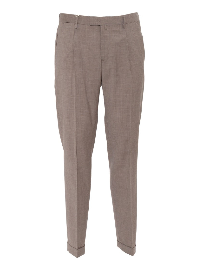 Briglia Tapered Tailored Trousers With Subtle Check Pattern