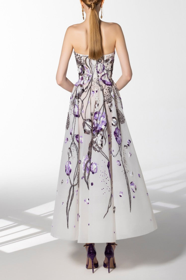 Saiid Kobeisy Tulle Midi, Beaded Dress