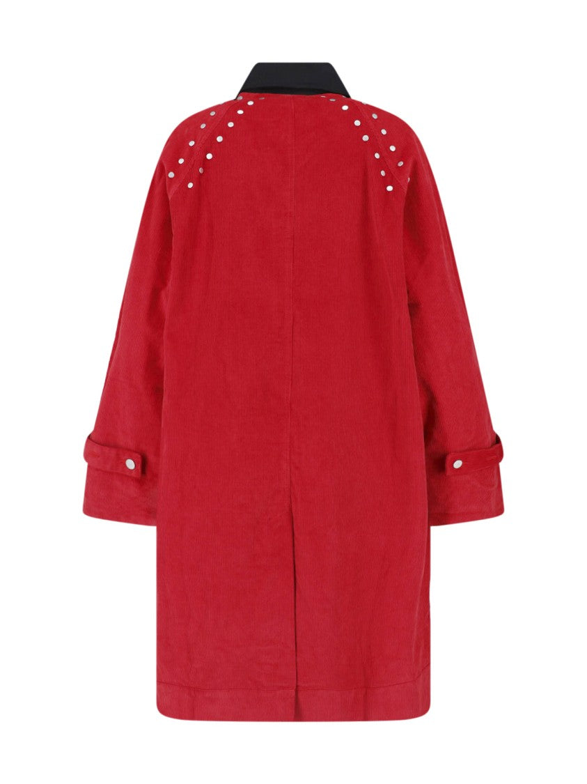 Gimaguas Red Joaquin Ribbed Velvet Studded Coat