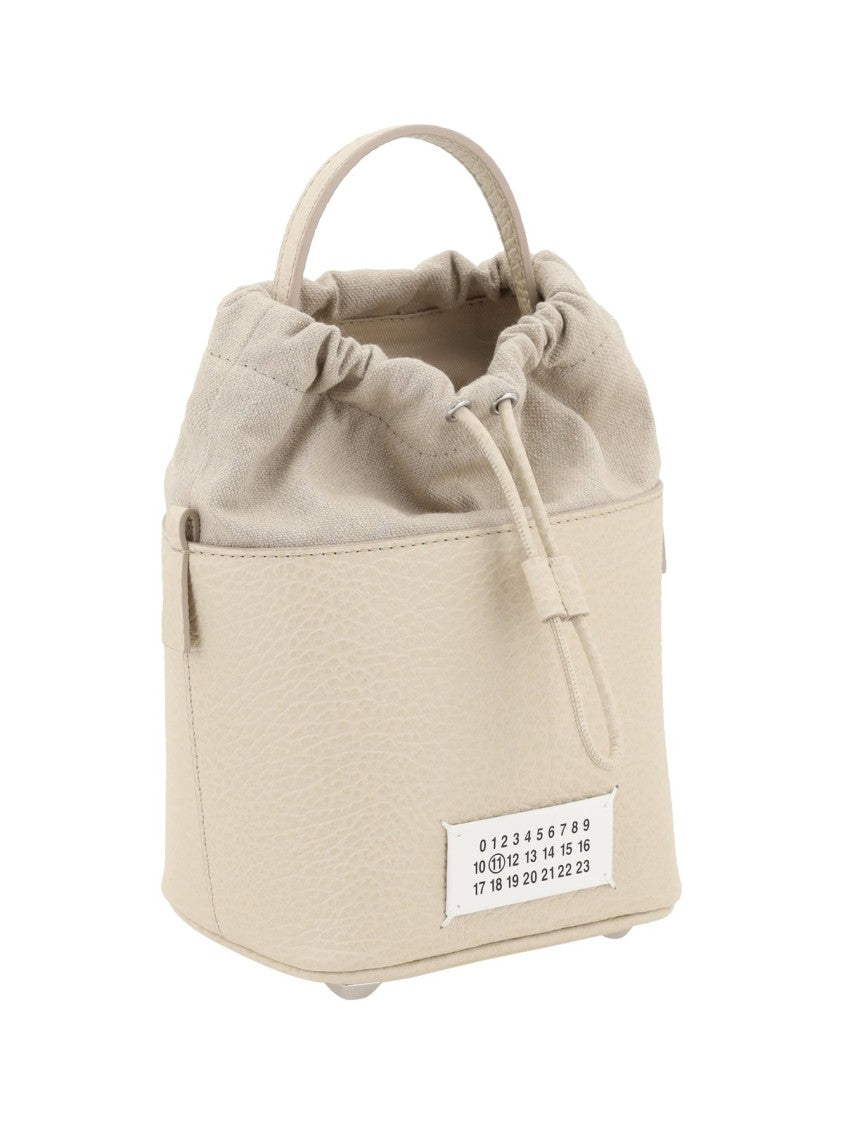 Maison Margiela Textured Calfskin Leather Tote Bag With Drawstring Closure