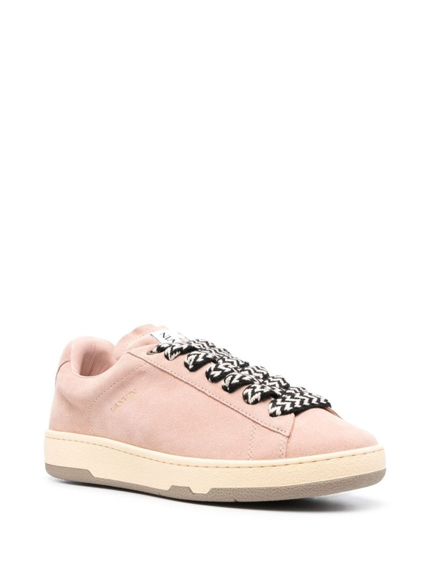Lanvin Powder Pink Calf Suede Low-Top Sneakers