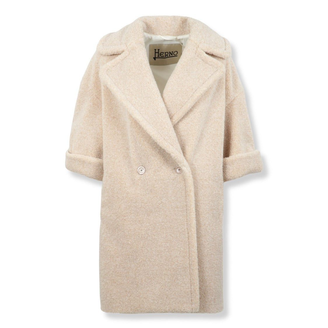 Herno Medium-Length Teddy Coat With Plush Texture