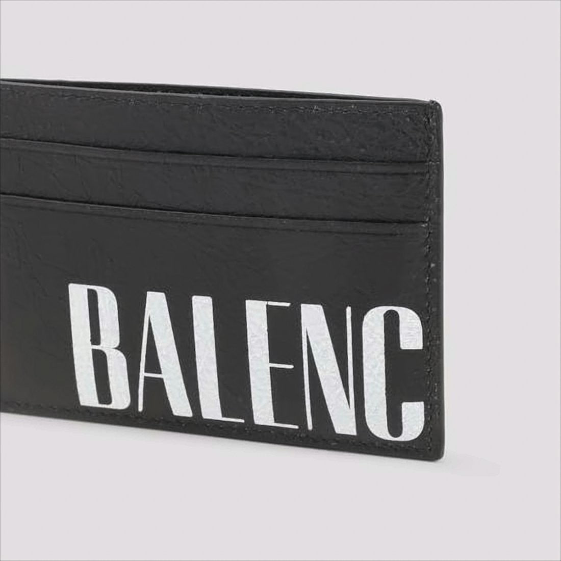 Balenciaga Lambskin Cardholder With Bold Logo And Texture