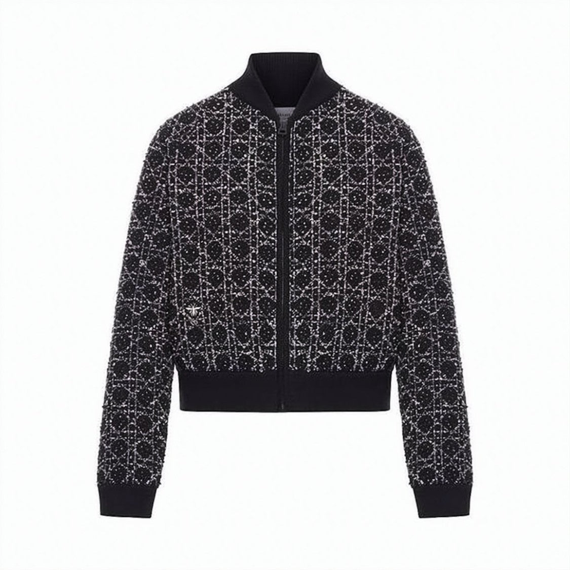 Christian Dior Black Textured Geometric Pattern Jacket