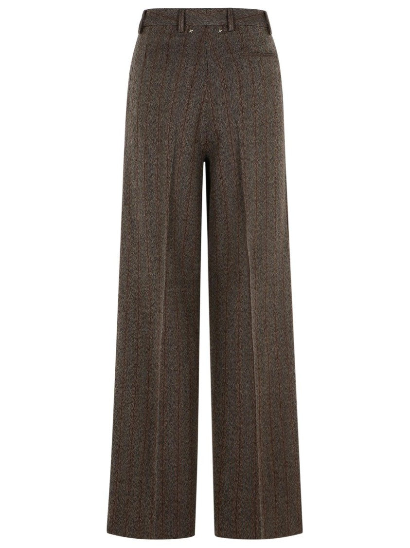 Golden Goose Pinstripe Pants In Brown Virgin Wool