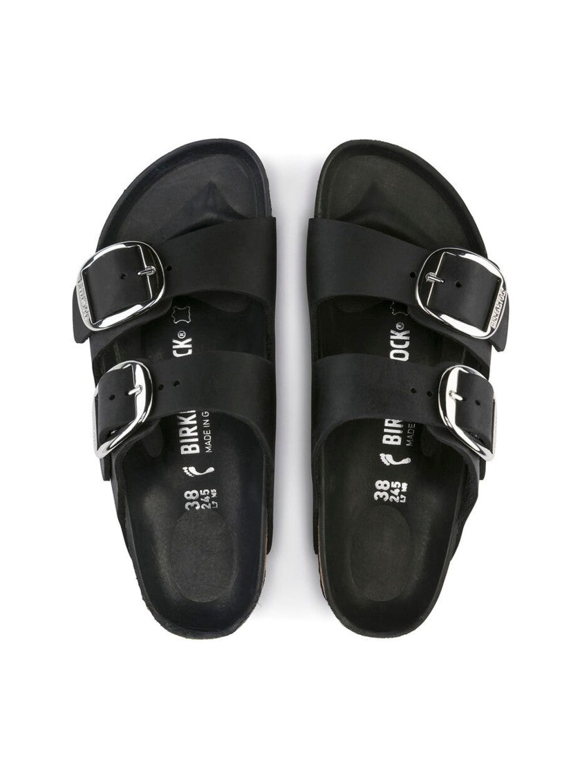 Birkenstock Elegant Double-Buckle Black Nubuck Sandals
