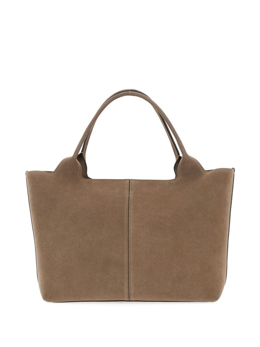 Tod's Brown Suede Appliqué Structured Top Bag