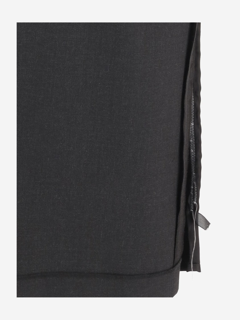 Maison Margiela Dark Grey Wool Blend Mini Skirt With Back Slit And Button Fastening