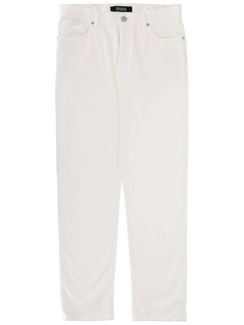 Zegna White Roccia Slim Fit Tailored Jeans