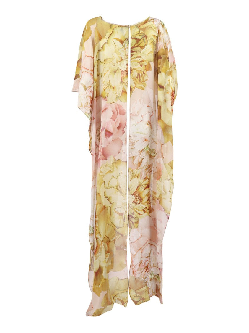 Clips Flowing Sheer Floral Print Beach Cover-Up
