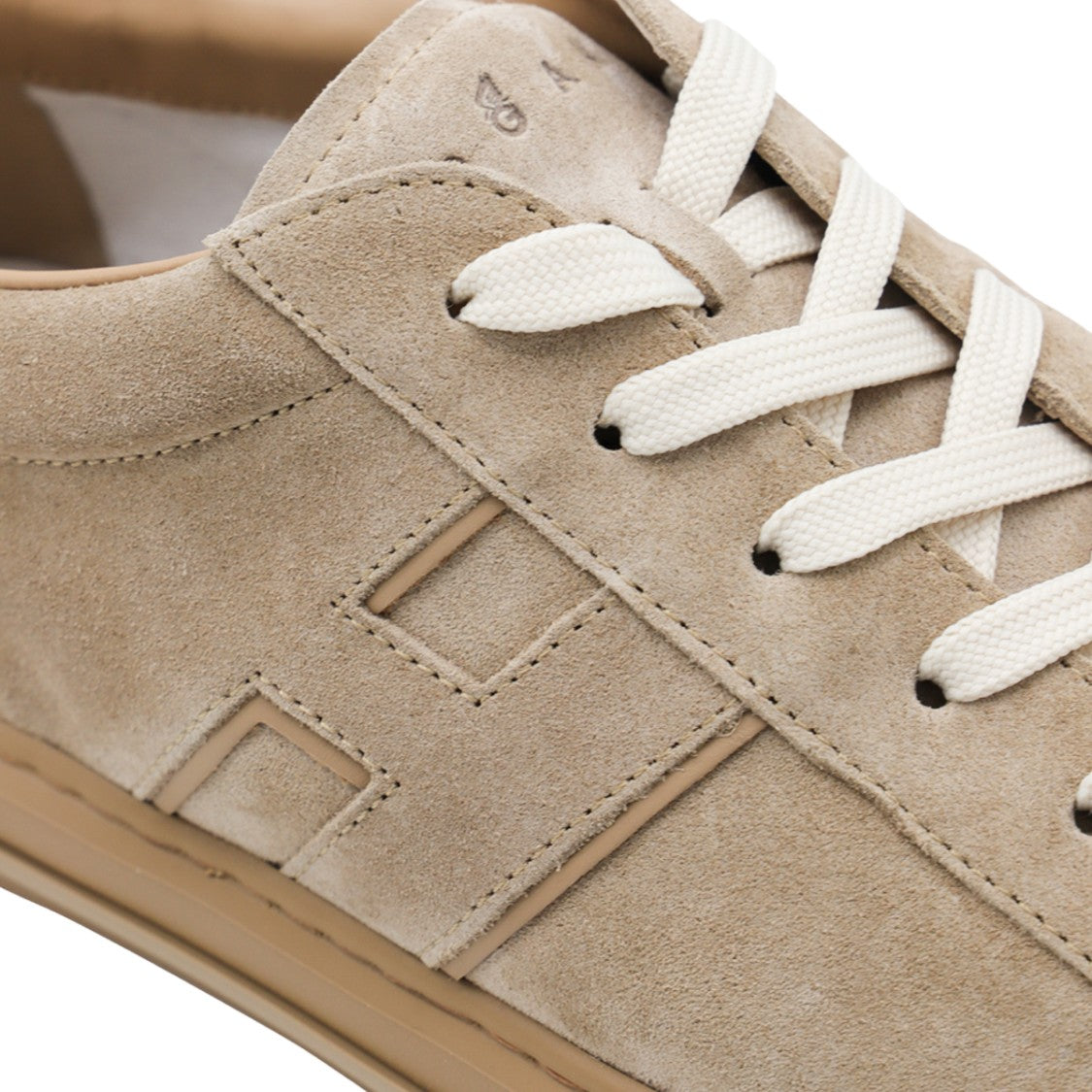 Hogan Low-Top Beige Suede Sneakers With Embossed Detail
