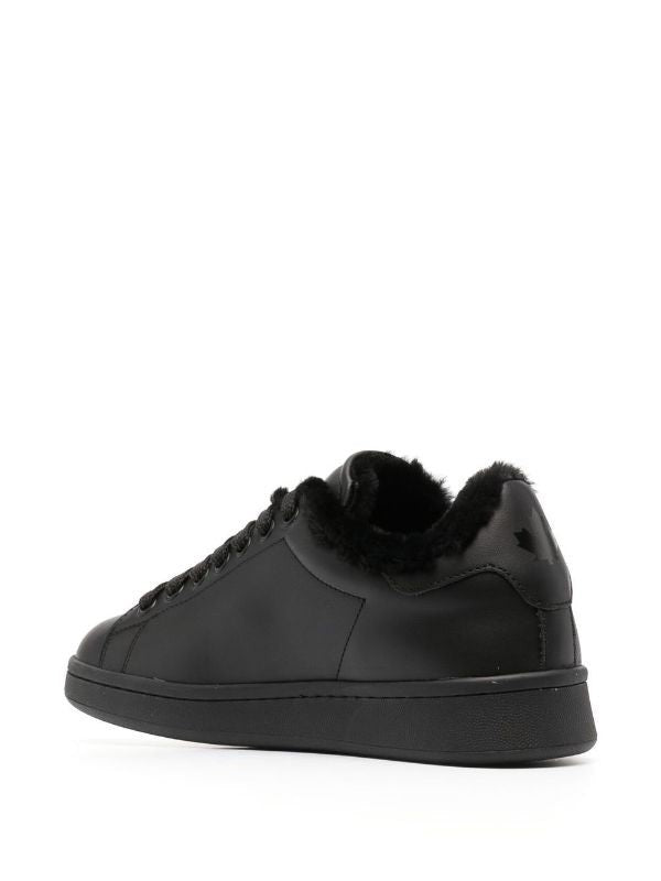 Dsquared2 Smooth Leather Low-Top Sneakers With Plush Fur-Lined Collar
