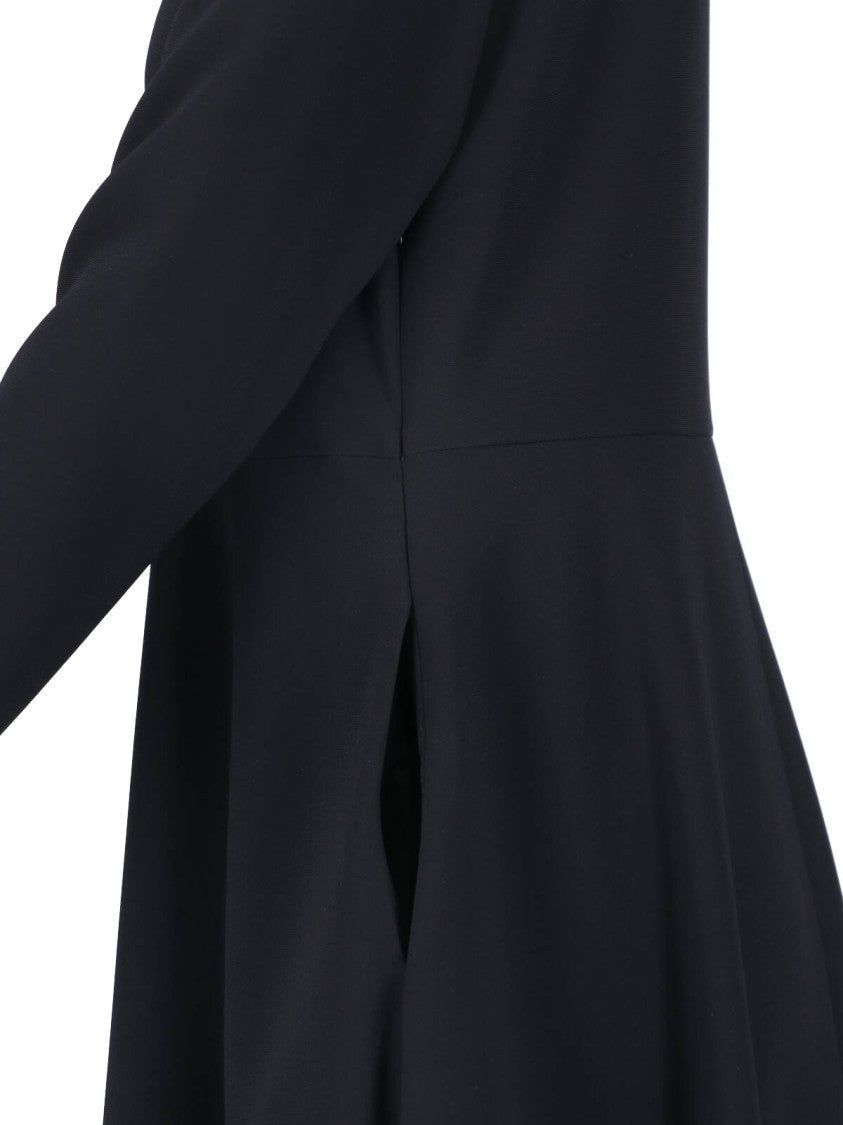 Aspesi Black Fabric Crewneck Midi Dress