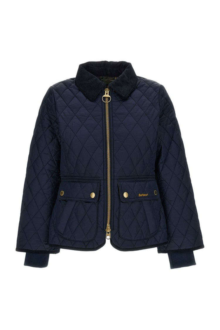 Barbour Blue Beadnell Quilt Corduroy Collar Ring Quilted Jacket