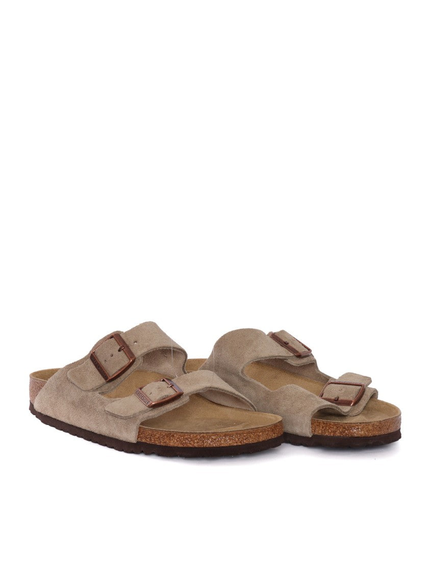 Birkenstock Taupe Arizona Suede Leather Slip-On Sandals