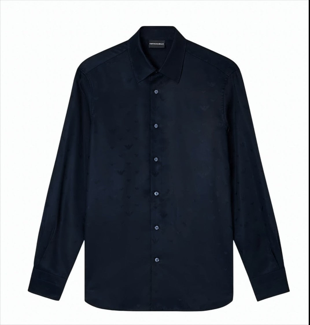 Emporio Armani Lyocell Jacquard Shirt With All-Over Eagle Design