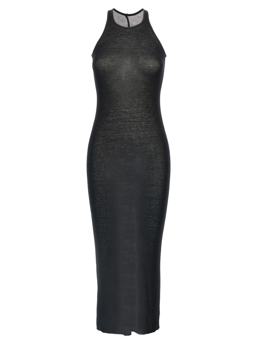 Rick Owens Ribbed Viscose And Silk Blend Midi Dress