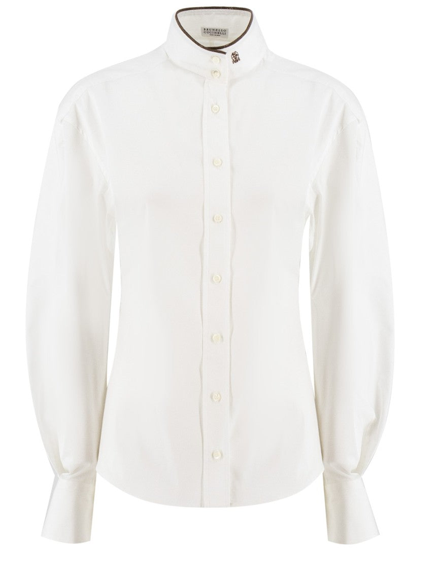 Brunello Cucinelli Balloon Sleeve Cotton Poplin Shirt