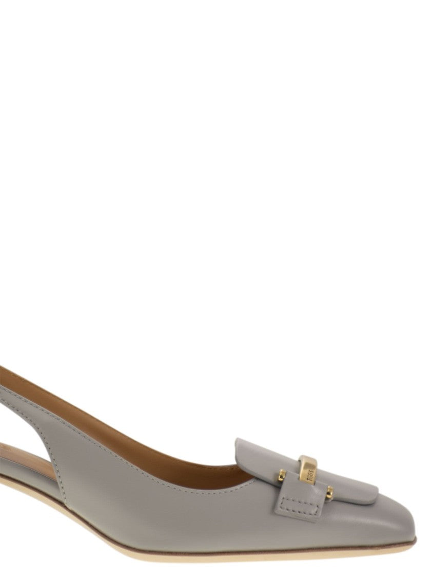Tod's Calfskin Leather Slingback Pump With Geometric Heel