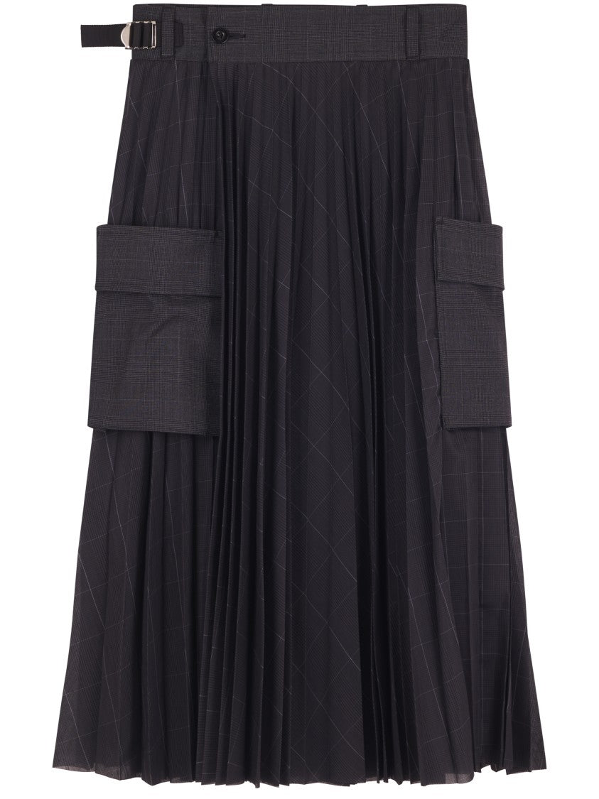 Sacai Glen Check Pleated Skirt