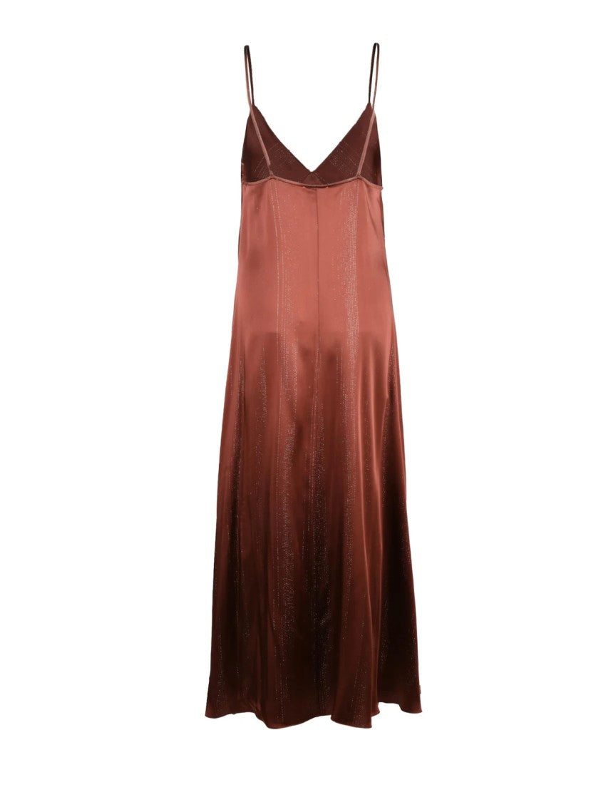 Forte Forte Brown Acetate-Blend Lamé Satin Dress