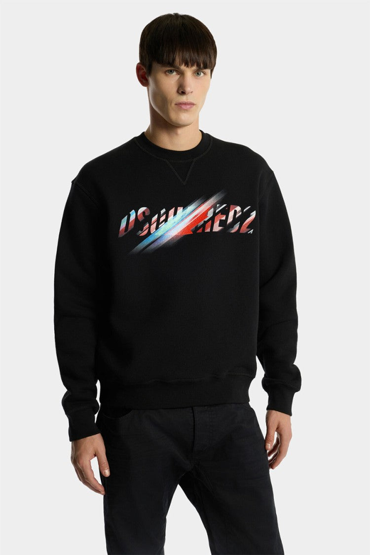 Dsquared2 Black Cotton Graphic Print Sweatshirt