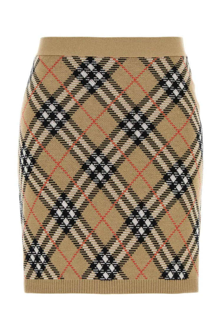Burberry Embroidered Wool Blend Mini Skirt