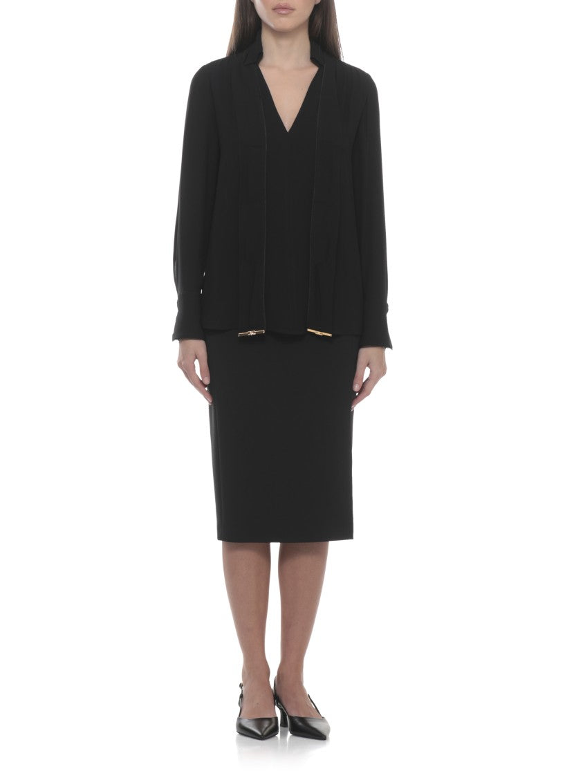 Elisabetta Franchi Black Viscose Bow Tie Blouse
