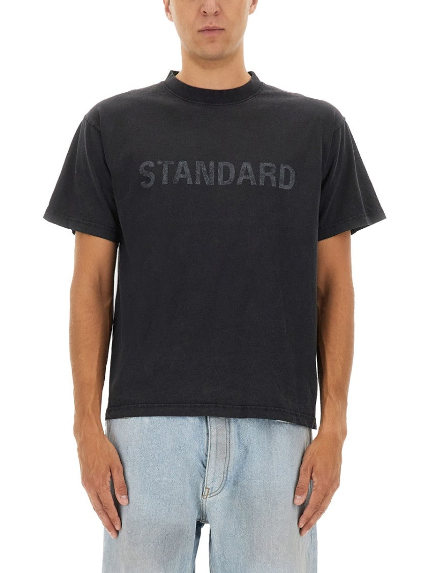 Balenciaga Black Boxy Faded Print Cotton T-Shirt