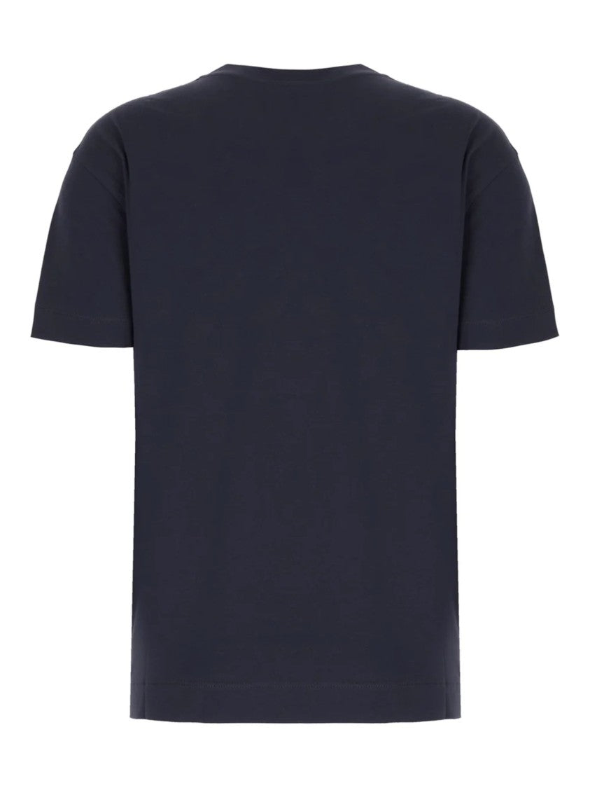 Brunello Cucinelli Blue Decorated Chest Pocket Cotton T-Shirt