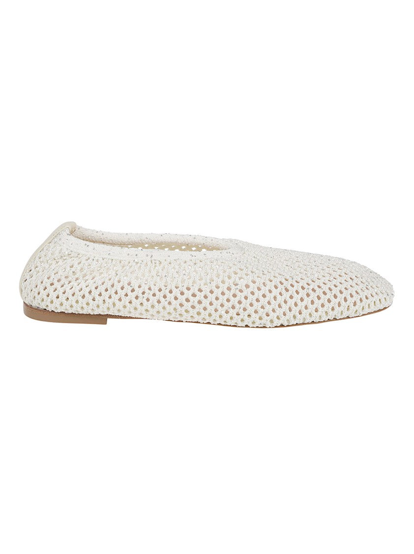 Fabiana Filippi Delicate Mesh Knit Flats With Sequin Embellishments