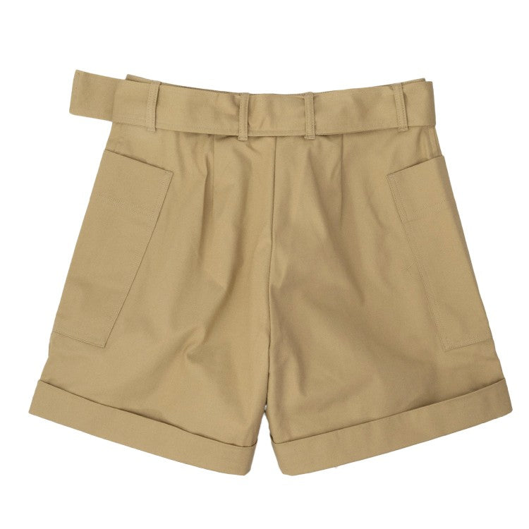 Officine Generale Beige Mid-Waisted Shorts With Removable Belt