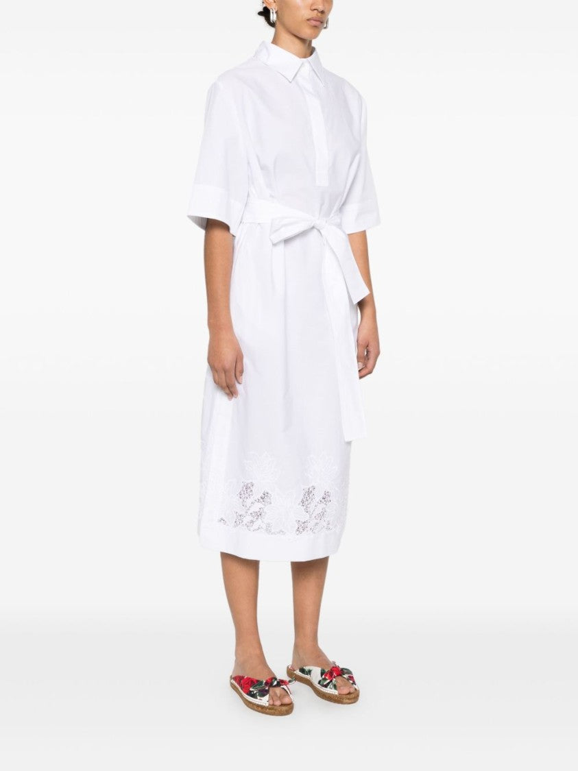 Parosh White Midi Dress With Classic Collar