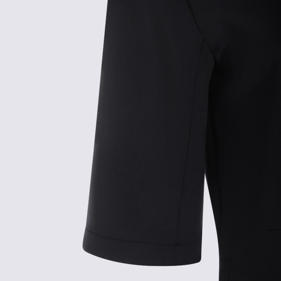 Moncler Genius X Edward Enninful Cropped Black Top With High Neckline And Elbow-Length Sleeves