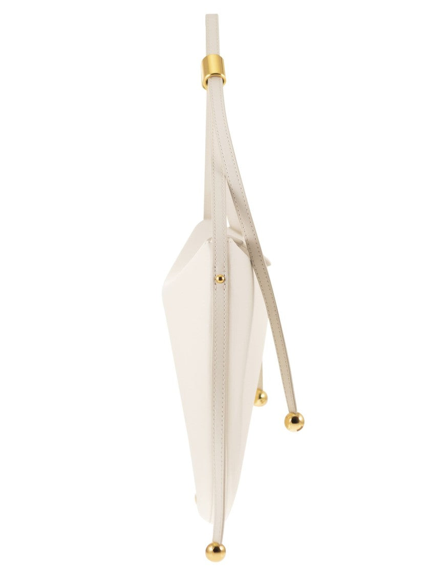 Furla Saddle-Shaped Moonstone Shoulder Bag With Cylindrical Hardware