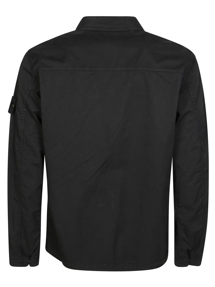Stone Island Black Overshirt With Zip Closure