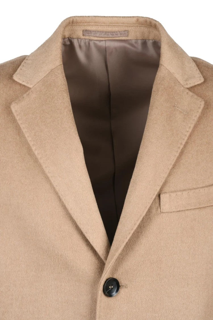 Premier Homme Mid-Length Beige Coat With Tailored Fit