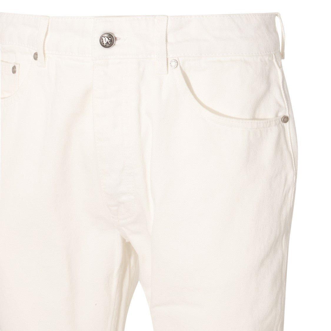 Palm Angels White Cotton Straight-Leg Jeans With Classic Five-Pocket Design