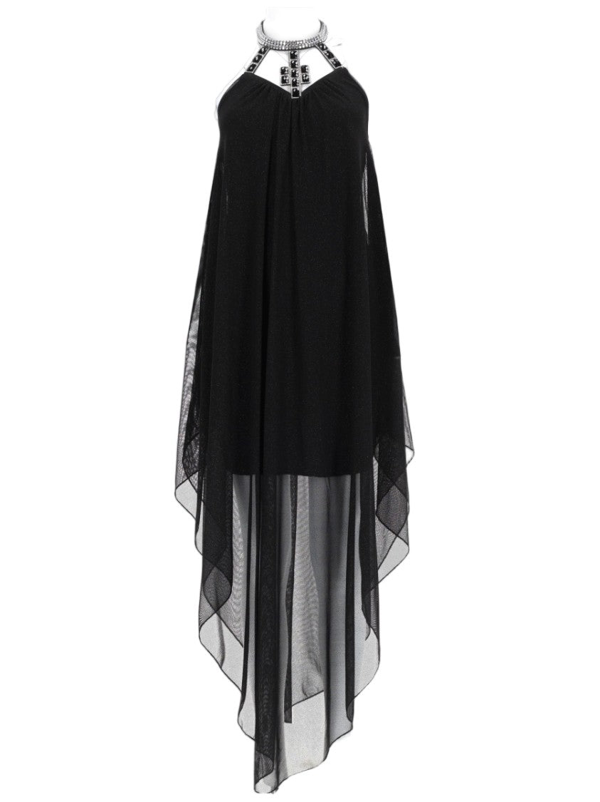 Joshe Asymmetrical Layered Mini Dress With Decorative Neckline