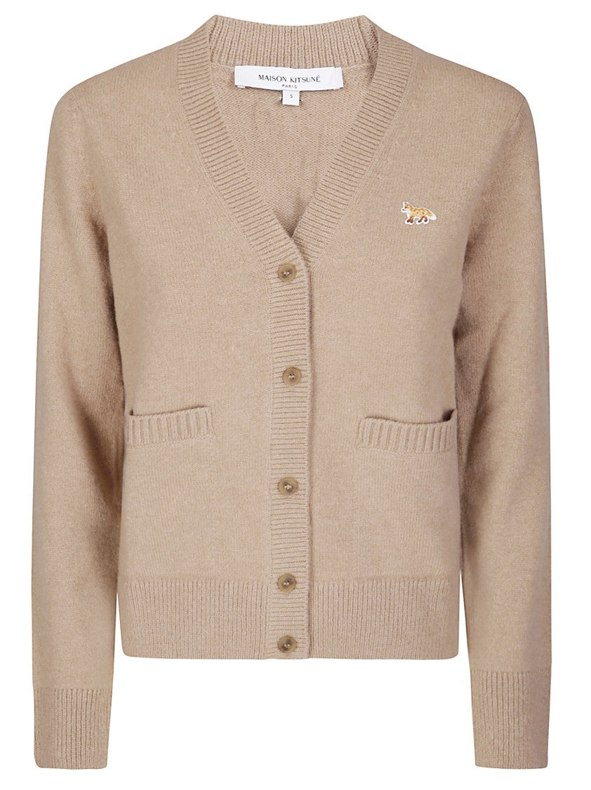 Maison Kitsuné Boxy Lambswool Cardigan With Textured Knit