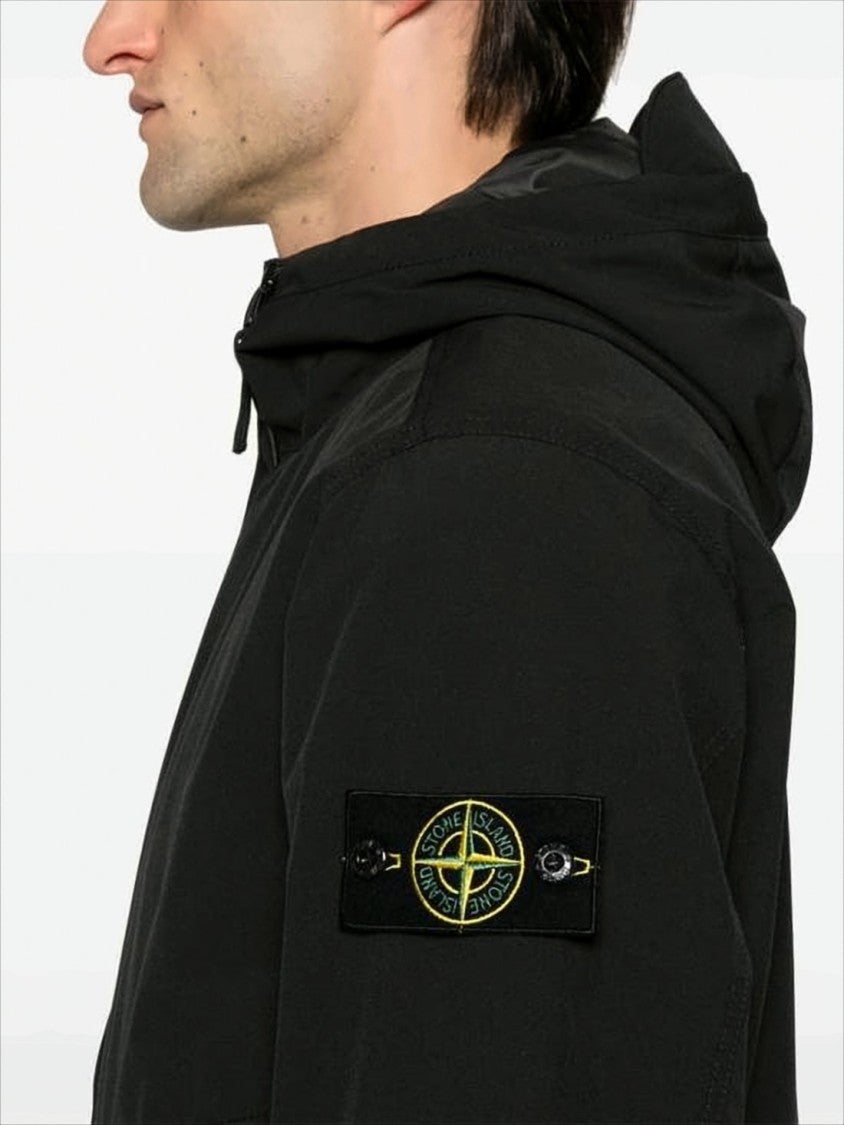 Stone Island Minimalist Black Jacket With Hood