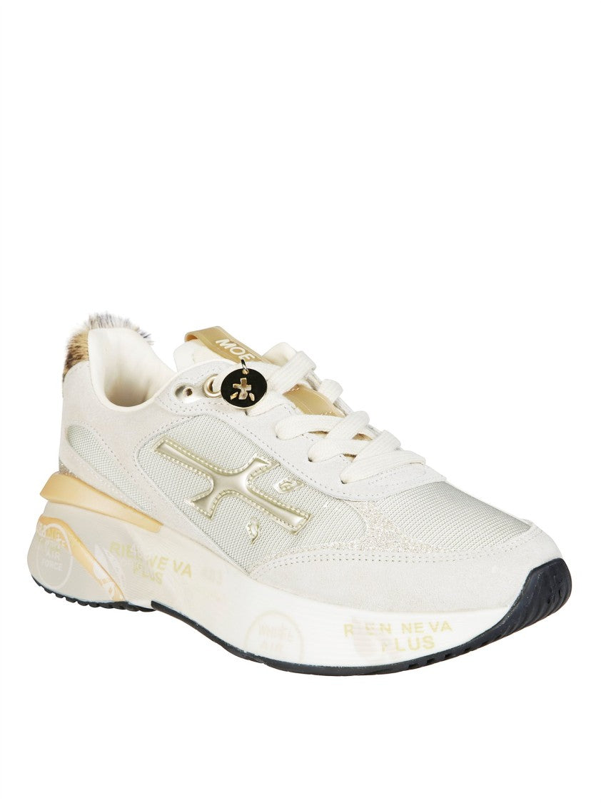 Premiata Gold Animal Print Accent Low-Top Sneakers