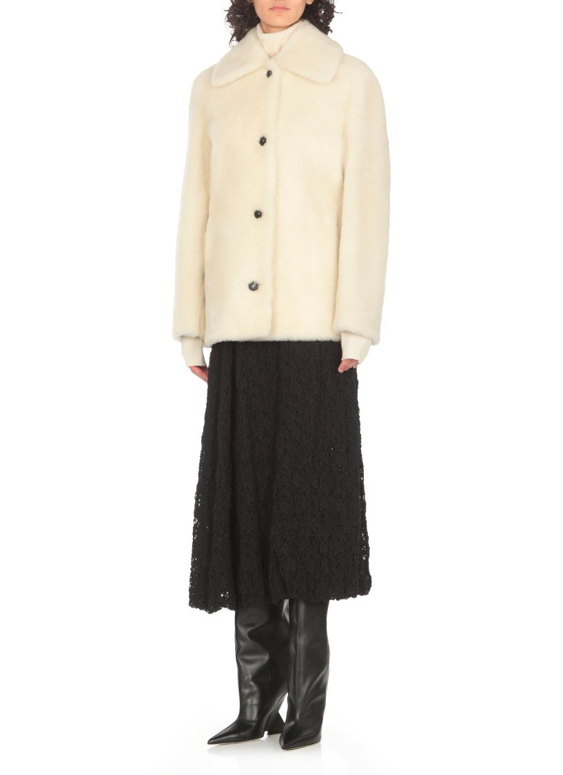 Jil Sander Ivory Fur Jacket