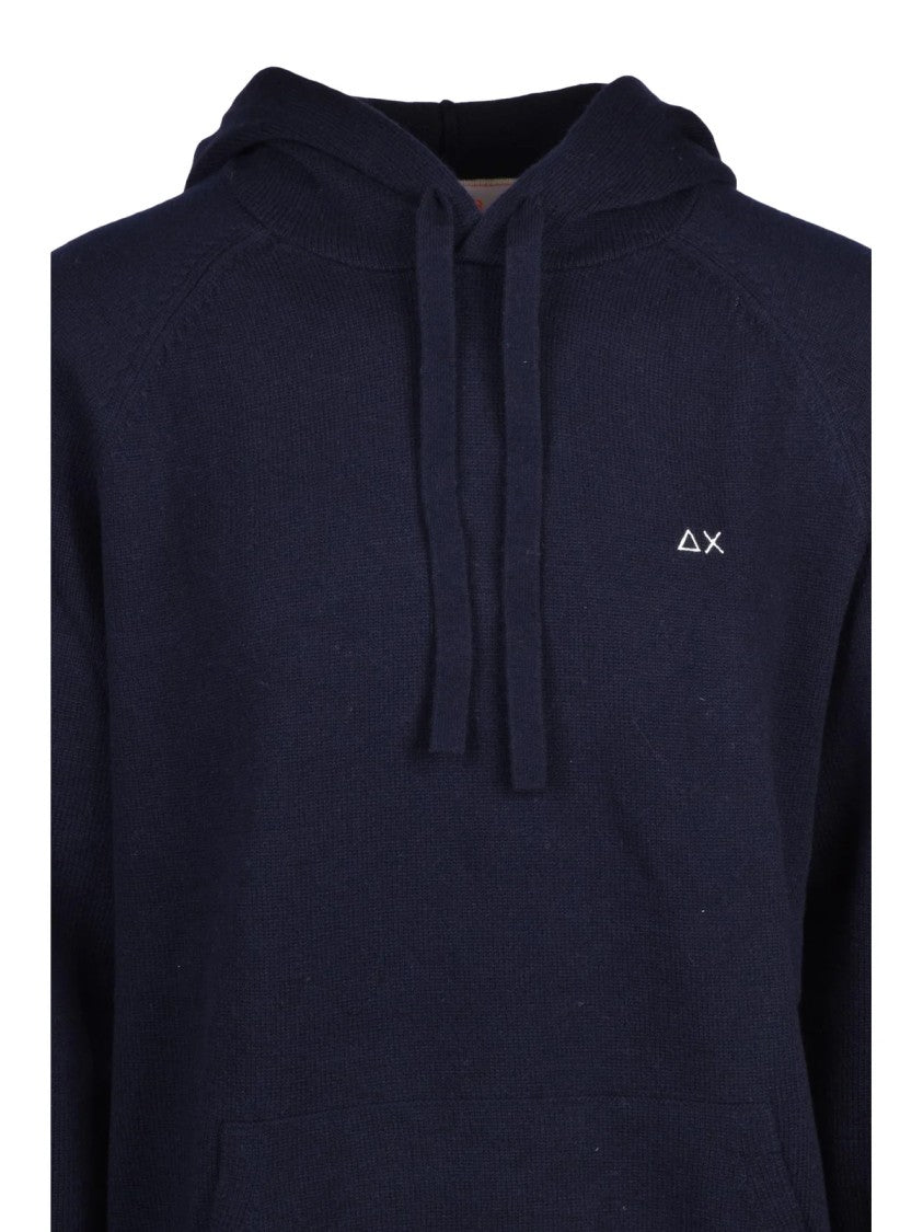 Sun68 Multicolor Merino Wool-Blend Hooded Knit Sweater