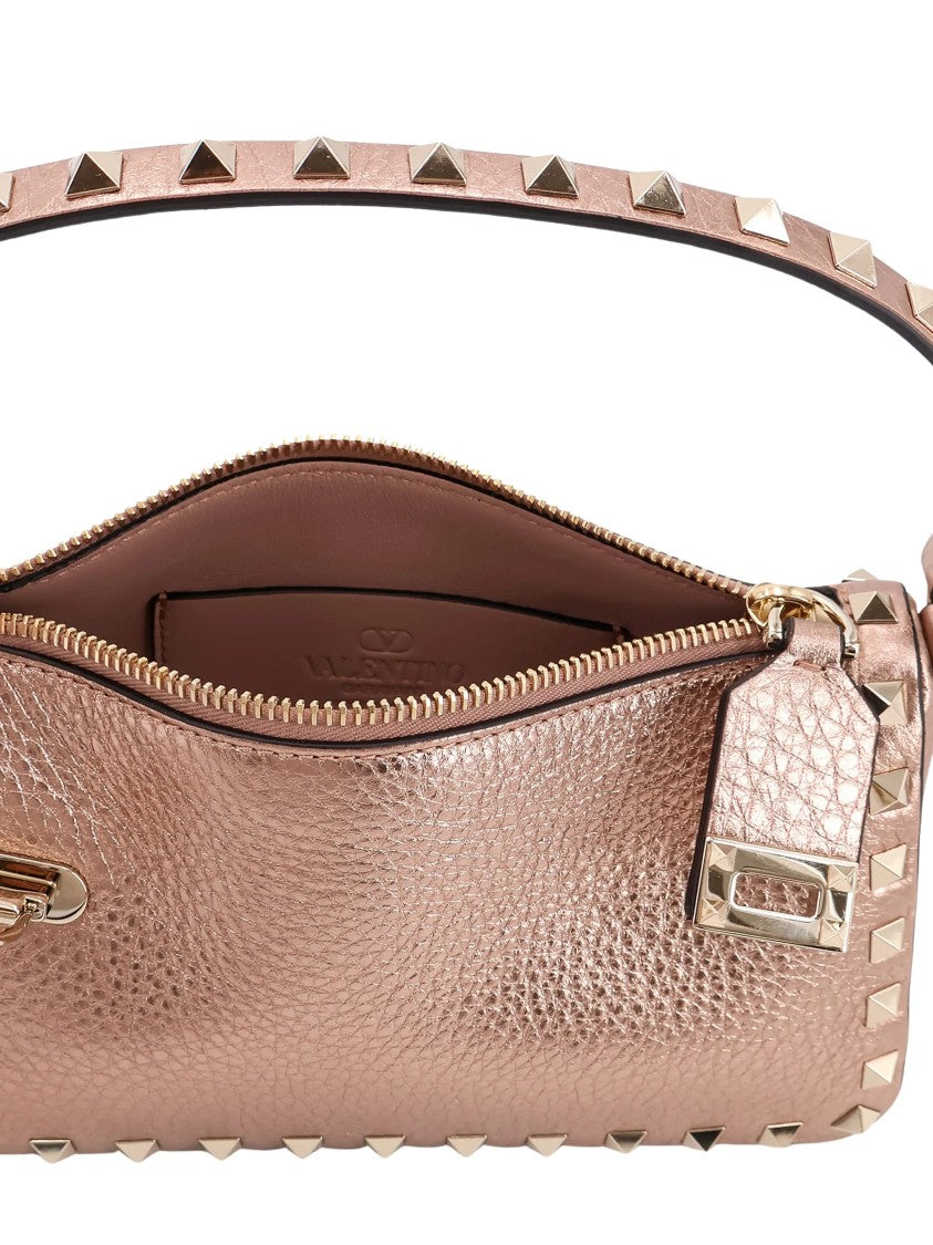 Valentino Pyramid Stud Metallic Finish Shoulder Bag