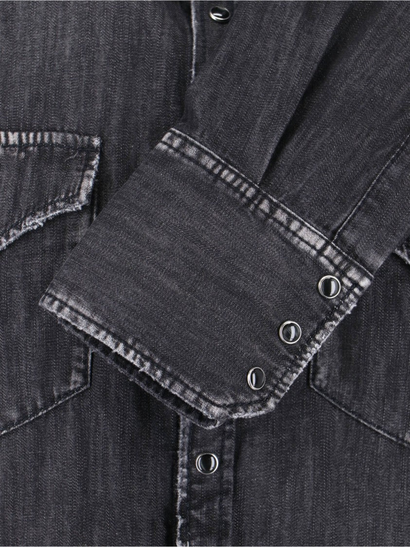Dsquared2 Black Vintage Classic Collar Denim Shirt