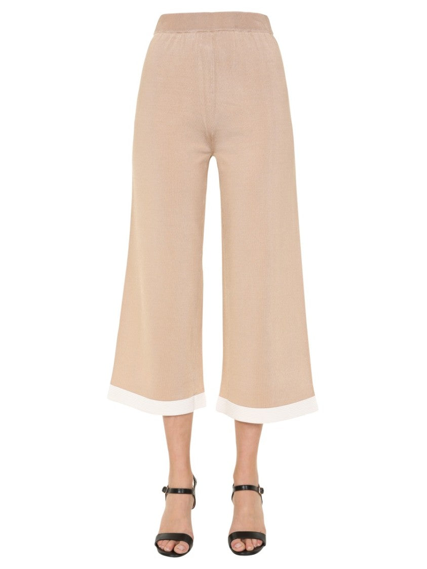 Boutique Moschino Cropped Trousers With Contrasting Hem Detail