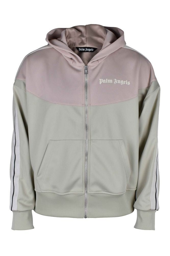 Palm Angels Two-Tone Zip-Front Cardigan With Hood And Logo