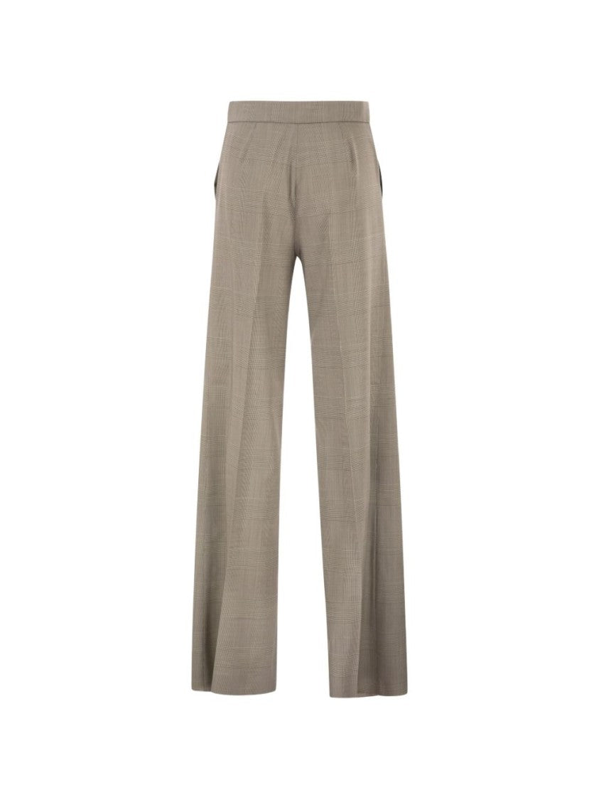 Max Mara Straight-Leg Trousers With Subtle Checkered Pattern